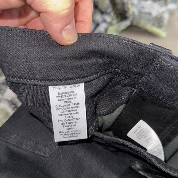 rag & bone jeans black supple lamb leather front mid rise skinny like new sz 25 - Picture 4 of 8